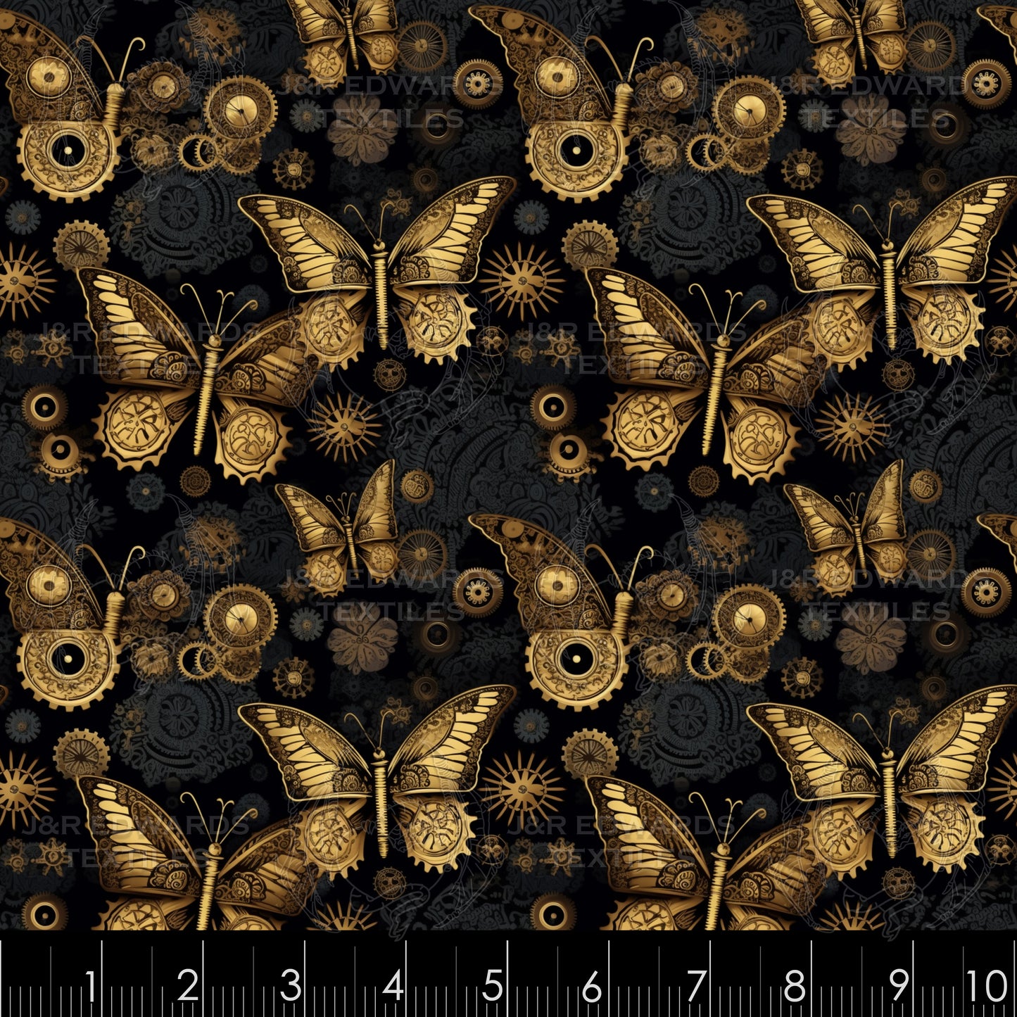 Steampunk Butterfly Black Gold